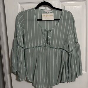 Olivaceous Women's Green Striped Blouse
